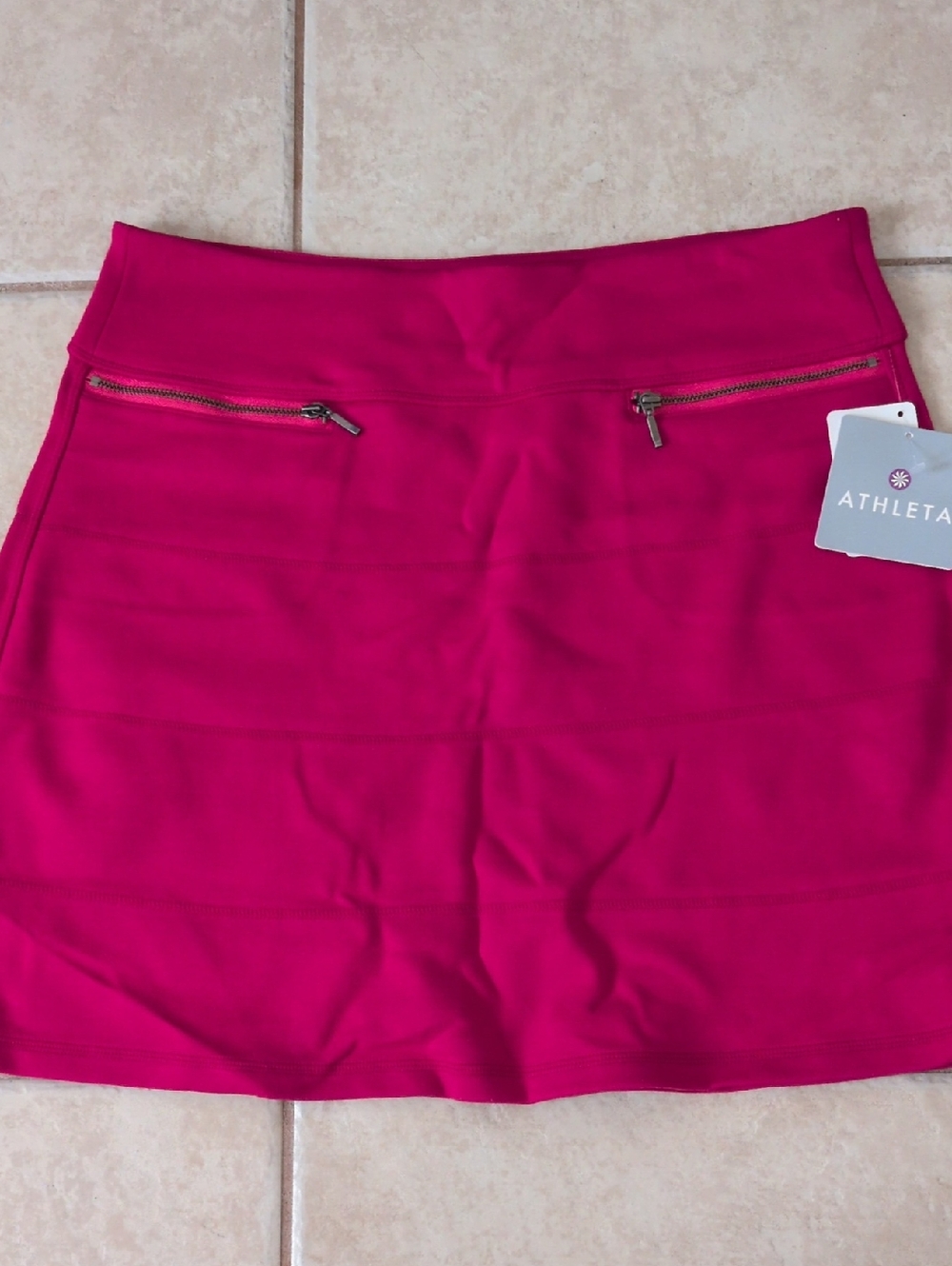Athleta Red Seamed Mini Skirt Size MP NWT